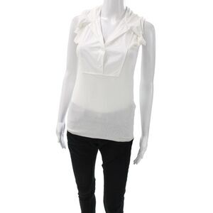 D. Exterior Women Sleeveless Merino Wool Button Solid Designer Blouse Size M